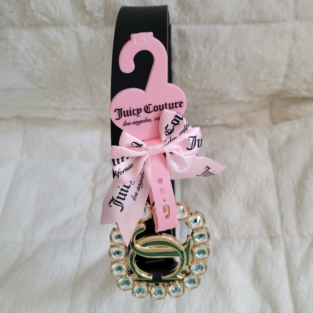 Juicy Couture Black and Gold Belt with Crystal Accents size L/XL